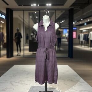 A|U|R Sleeveless Collared Dress, Size L, Purple Geometric Print, NEW